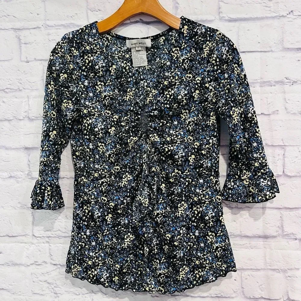 Nine West Women’s Floral‎ Printed Blouse Multicolor